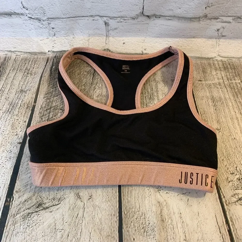 JUSTICE ACTIVE Girl’s Black/Pink Sports Bra / Size: 28